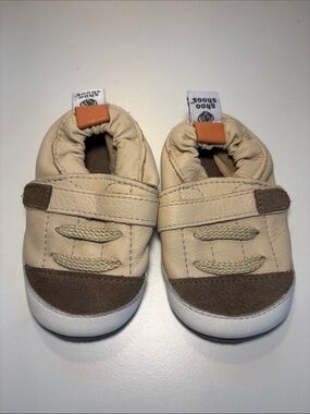 Stanley Beige & Brown Soft Leather Baby Walkers